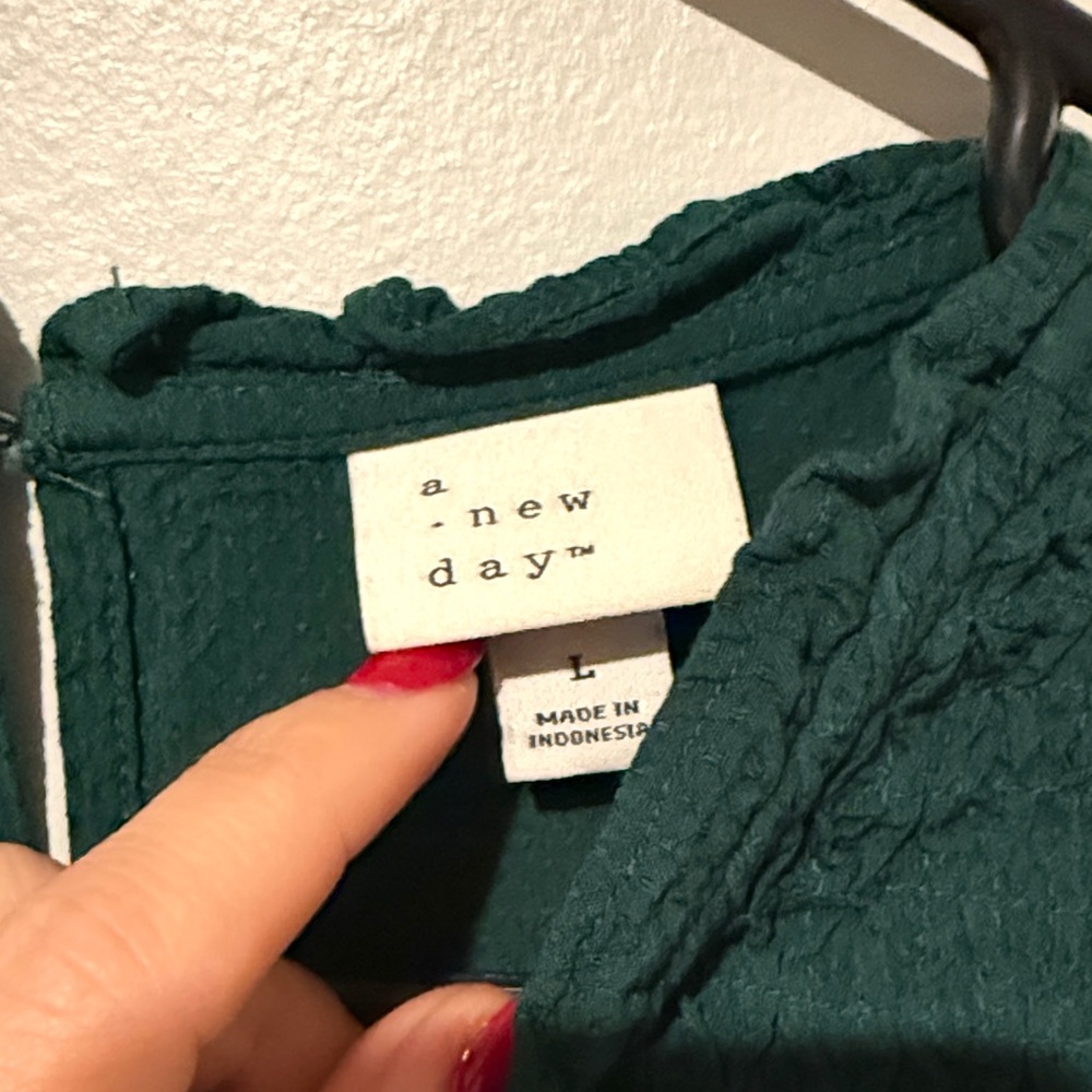 A New Day Dark Green Blouse - Picture 2 of 4